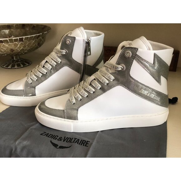 NIB ZADIG & VOLTAIRE HIGH FLASH INFINITY PATENT HIGH-TOP SNEAKERS SIZE 38 / US 7 - Picture 6 of 14